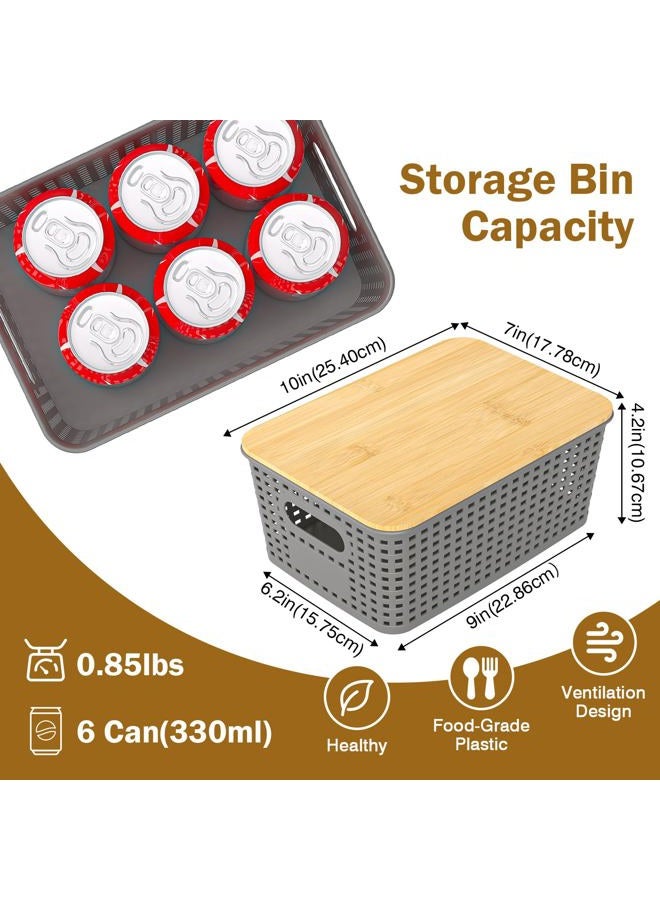 Uvellgift Stackable Storage Basket: Plastic Baskets Bins, Baskets for Organizing, Pantry Decorative Containers for Closets, Cabinets, Shelves(8 Pack, Grey) - Image 4