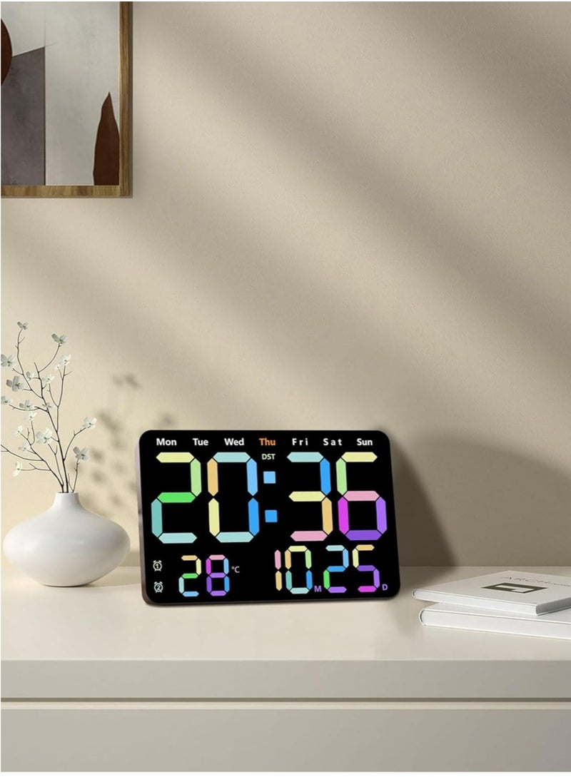 Vparty - 13 Inch Digital Wall Clock Large Display, Wall Led Alarm with Big Digits, 3 brightness levels, Time/Date, Temperature Display, Dual Alarm Clock for Living Room and Modern Home Decoration - Image 1