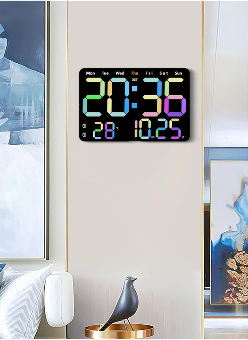 Vparty - 13 Inch Digital Wall Clock Large Display, Wall Led Alarm with Big Digits, 3 brightness levels, Time/Date, Temperature Display, Dual Alarm Clock for Living Room and Modern Home Decoration - Image 1