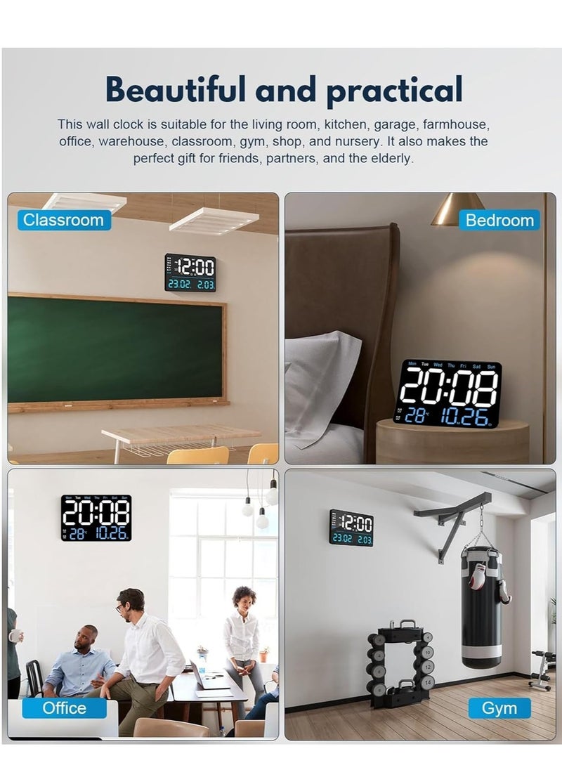 Vparty - 13 Inch Digital Wall Clock Large Display, Wall Led Alarm with Big Digits, 3 brightness levels, Time/Date, Temperature Display, Dual Alarm Clock for Living Room and Modern Home Decoration - Image 1