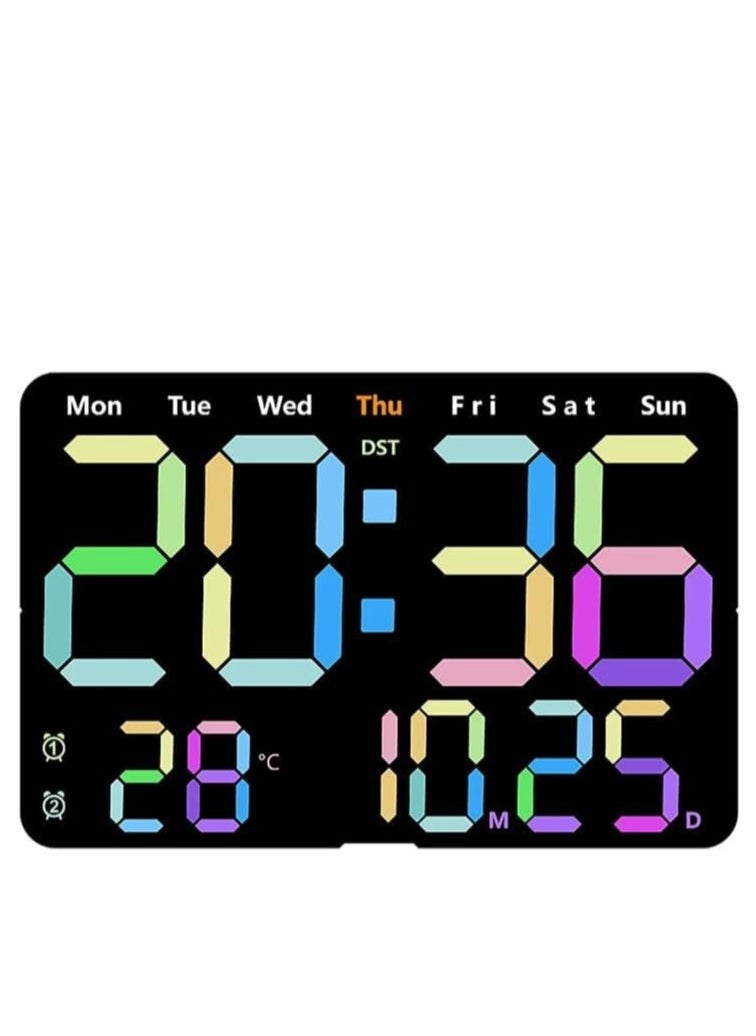 Vparty - 13 Inch Digital Wall Clock Large Display, Wall Led Alarm with Big Digits, 3 brightness levels, Time/Date, Temperature Display, Dual Alarm Clock for Living Room and Modern Home Decoration - Image 1