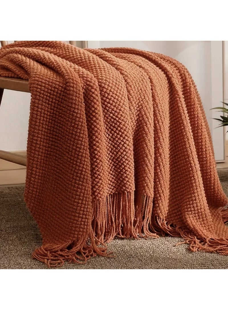 Nakhl 1pc Blankets & Throws for All Seasons，Lightweight Decorative Soft & Cozy Knit Blanket with Tassel for Couch Bed Sofa Home Decor(130x180cm) - Image 3