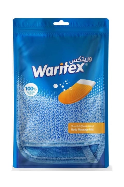 Massage body mitt ( colored ) blue.