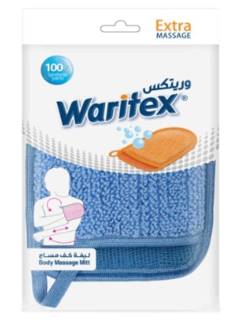 Massage body mitt ( colored ) blue.