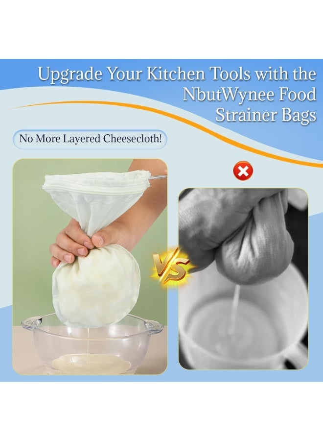 PAWSONIFY 3 Pcs Reusable Cheesecloth Bags and Fine Mesh Strainer Set with Stainless Steel Handle, Nut Milk Bag for Homemade Nut Milk Yogurt, Juice Strainer - Image 3