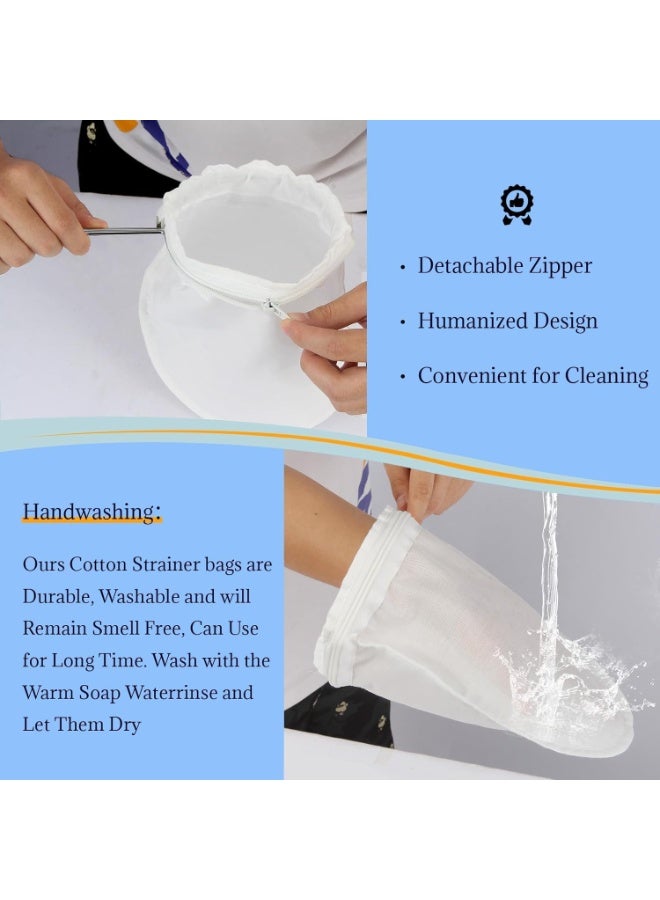 PAWSONIFY 3 Pcs Reusable Cheesecloth Bags and Fine Mesh Strainer Set with Stainless Steel Handle, Nut Milk Bag for Homemade Nut Milk Yogurt, Juice Strainer - Image 5