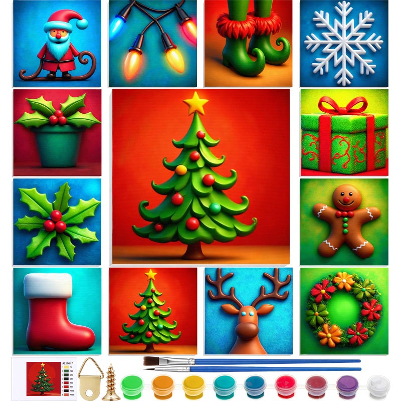 Nezyo 12 Sets Paint by Numbers Kit with Frame for Adult Beginners, DIY Acrylic Paint by Number Canvas for Painting Party Activity Birthday Gift, 8 x 8 Inch - Image 1