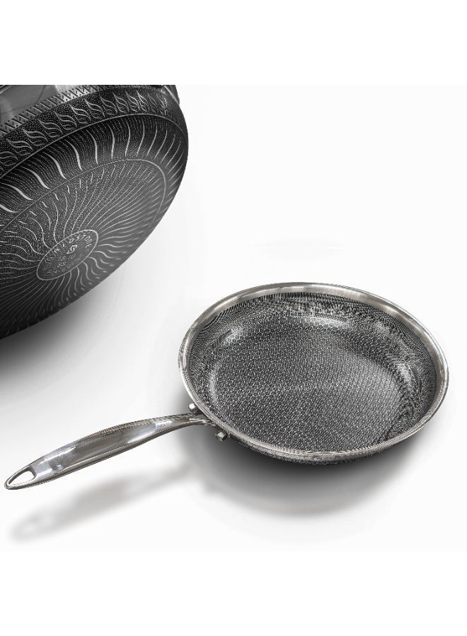 BIDSTONE 20cm Premium Honeycomb Coated Frying Pan – 1L Nonstick 18/10 Stainless Steel, Induction & Oven Safe, Durable Cookware, PFOA/PTFE/PFOS-Free - Image 1