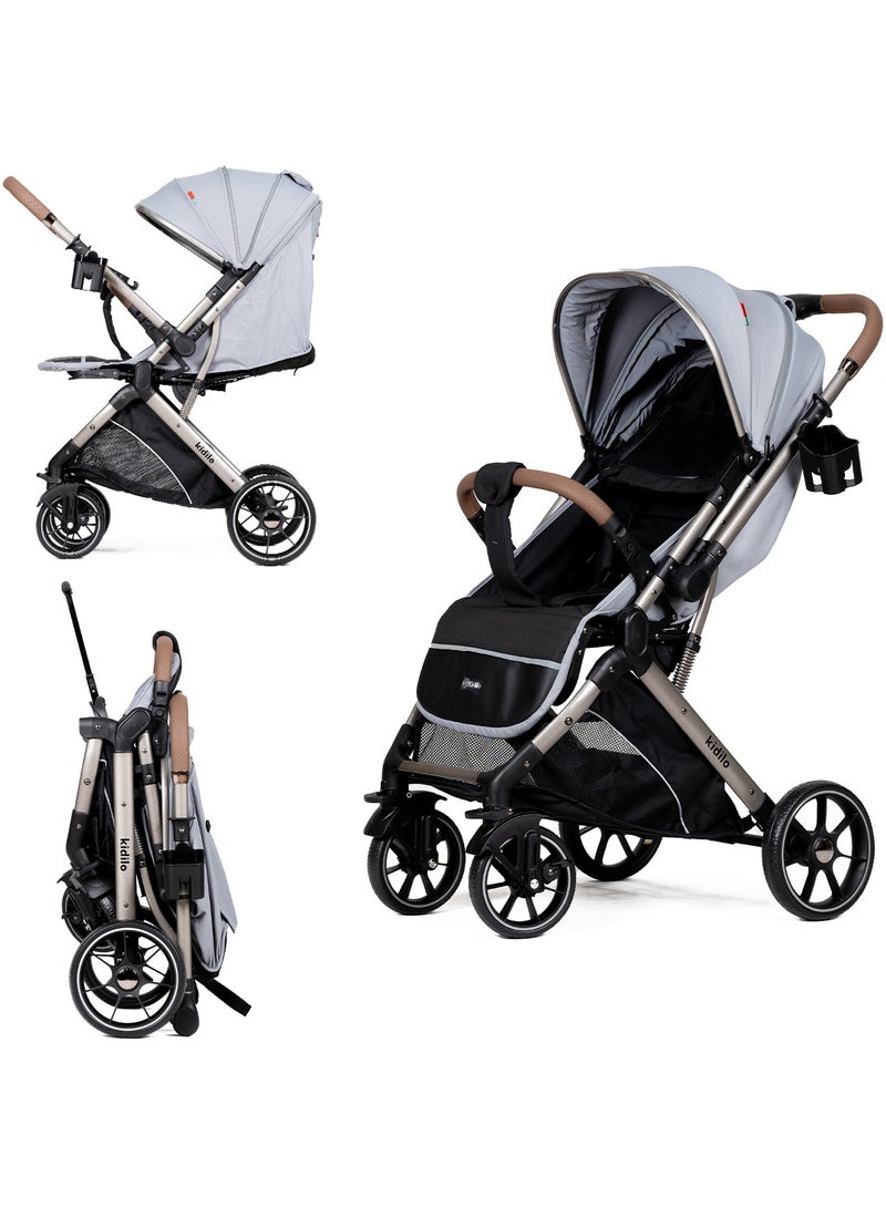 Kidilo Lightweight Foldable Baby Stroller with 360Â° Swivel Front Wheels, Reversible Handle, Adjustable Canopy & Multi-Point Safety Harness | Compact, Travel-Friendly, Easy to Fold, Modern Design | Ideal for Newborns to Toddlers Up to 3 Years - Image 1
