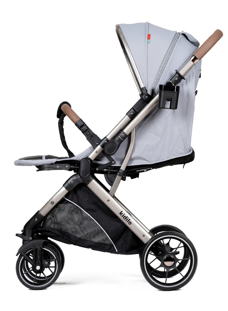 Kidilo Lightweight Foldable Baby Stroller with 360Â° Swivel Front Wheels, Reversible Handle, Adjustable Canopy & Multi-Point Safety Harness | Compact, Travel-Friendly, Easy to Fold, Modern Design | Ideal for Newborns to Toddlers Up to 3 Years - Image 3