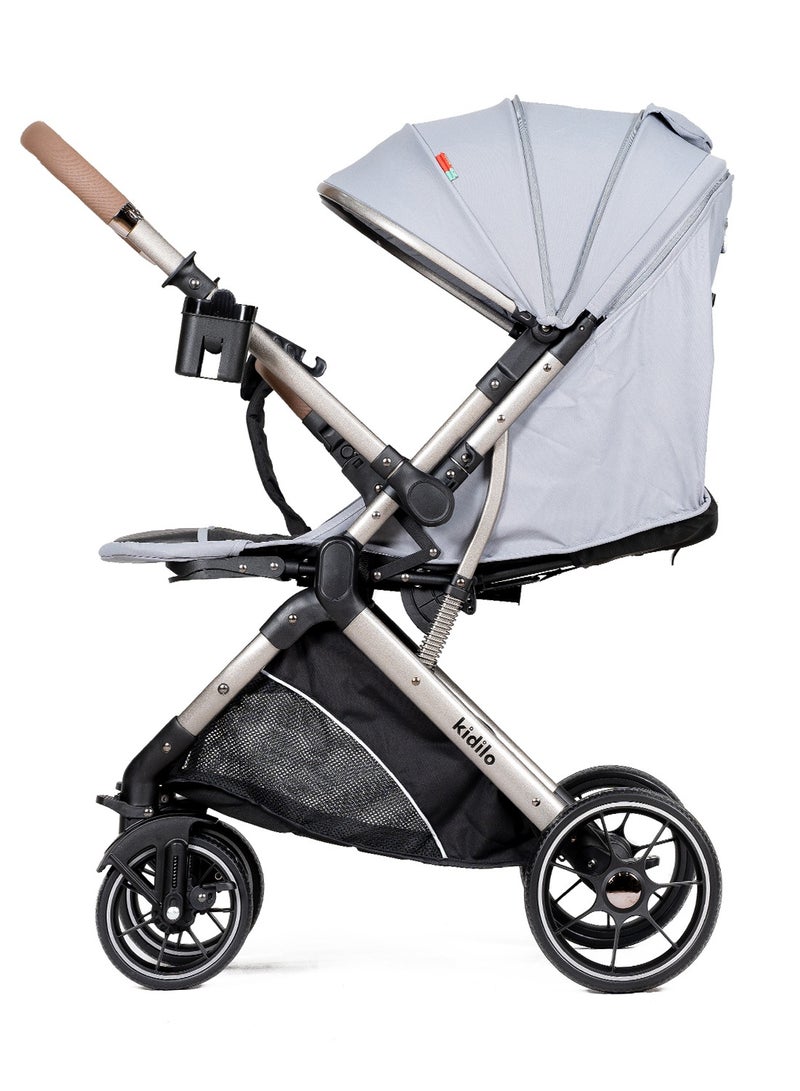 Kidilo Lightweight Foldable Baby Stroller with 360Â° Swivel Front Wheels, Reversible Handle, Adjustable Canopy & Multi-Point Safety Harness | Compact, Travel-Friendly, Easy to Fold, Modern Design | Ideal for Newborns to Toddlers Up to 3 Years - Image 5