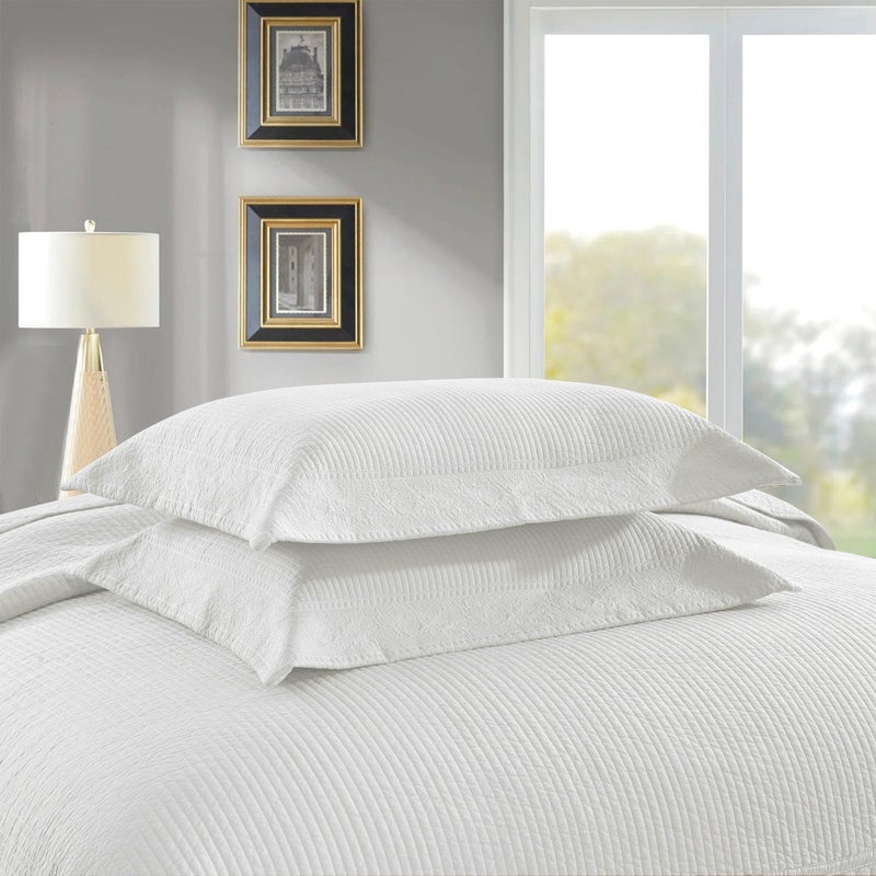 MarCielo 3-Piece 100% Cotton Oversized Bedspread Lightweight Quilt Coverlet Embroidery Farmhouse Bedding Set (TG Bright White, Oversized King (118"x106")) - Image 5