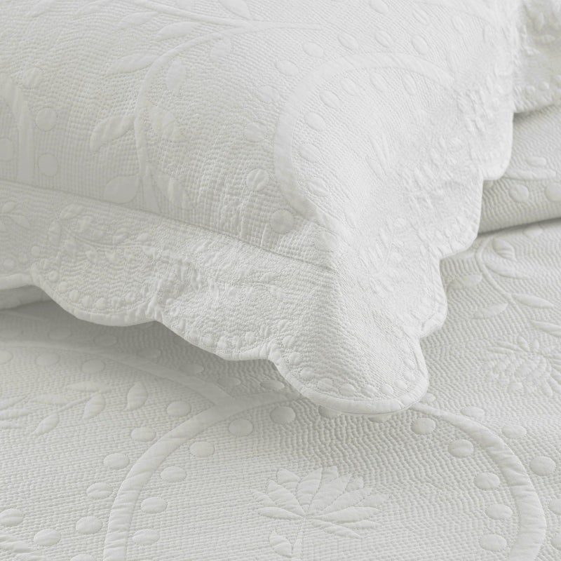 MarCielo 3-Piece 100% Cotton Oversized Bedspread Lightweight Quilt Coverlet Embroidery Farmhouse Bedding Set (TG Bright White, Oversized King (118"x106")) - Image 3