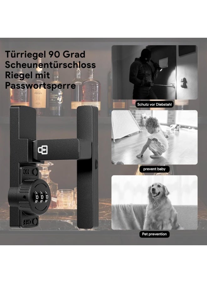 CMGTYYD Barn Door Lock Latch Door Bolt No Punching Password Lock Door Buckle Luminous Password Hasp,Keyless Entry, 3 Digit Combination Lock for Room Doors, Warehouses, Barns, Garden Gates, Etc - Image 5