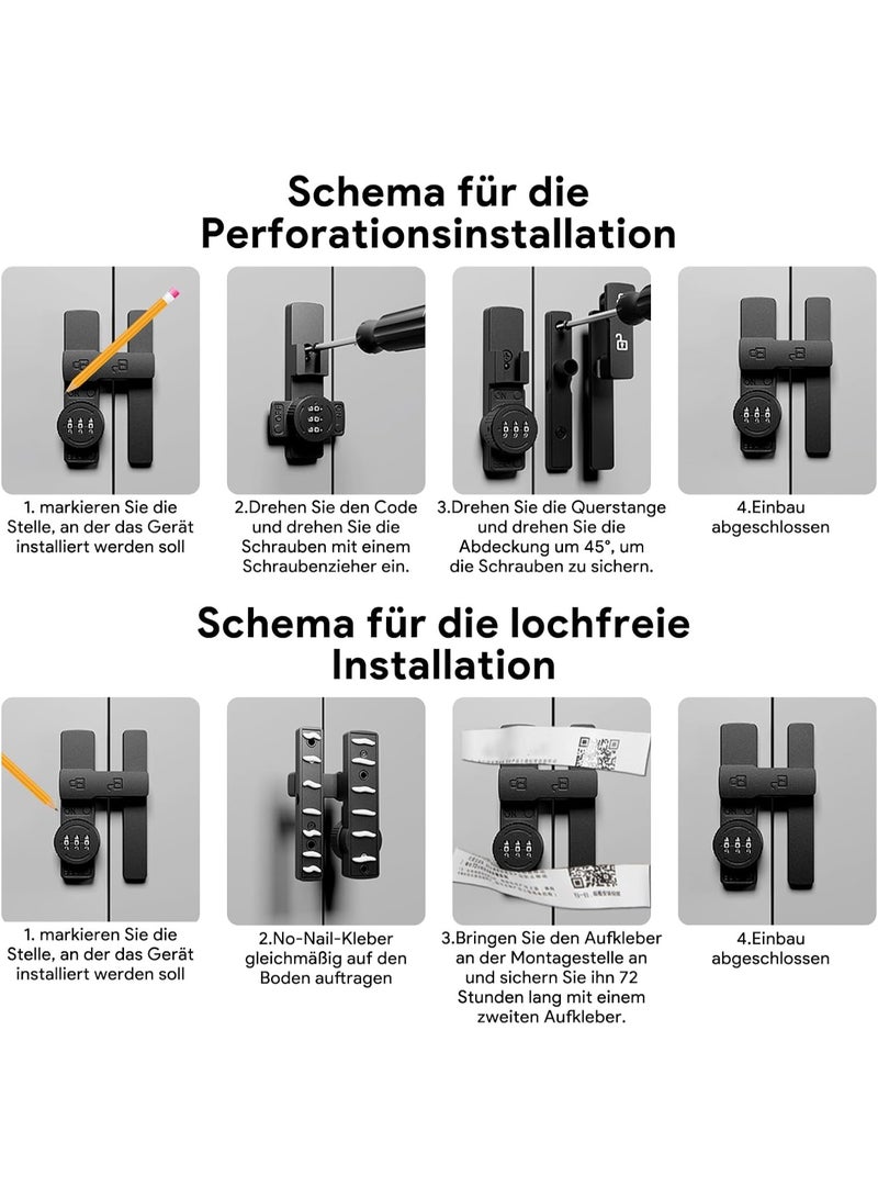 CMGTYYD Barn Door Lock Latch Door Bolt No Punching Password Lock Door Buckle Luminous Password Hasp,Keyless Entry, 3 Digit Combination Lock for Room Doors, Warehouses, Barns, Garden Gates, Etc - Image 4
