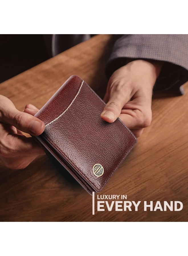  هاموندز فلاي كاتشر محفظة ثنائية الطي محمية بتقنية تحديد الهوية بموجات الراديو للرجال، مصنوعة من الجلد الأصلي، محفظة رجالية، محافظ جلدية للرجال، محفظة أنيقة بها 6 فتحات للبطاقات، وفتحة واحدة للهوية، وجيب للعملات المعدنية، هدية للرجال، لون بني - Image 2