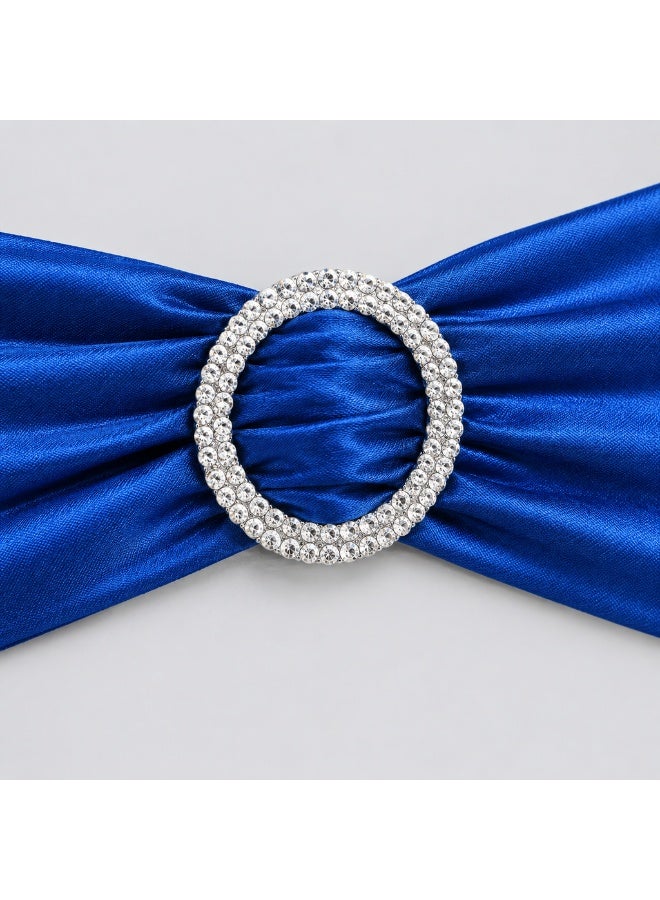 10 Pcs Spandex Chair Sashes with Rhinestone Ring Buckle, Stretch Chair Band for Wedding Banquet Party Hotel Event Decor, Royal Blue, 15×36cm - Image 3