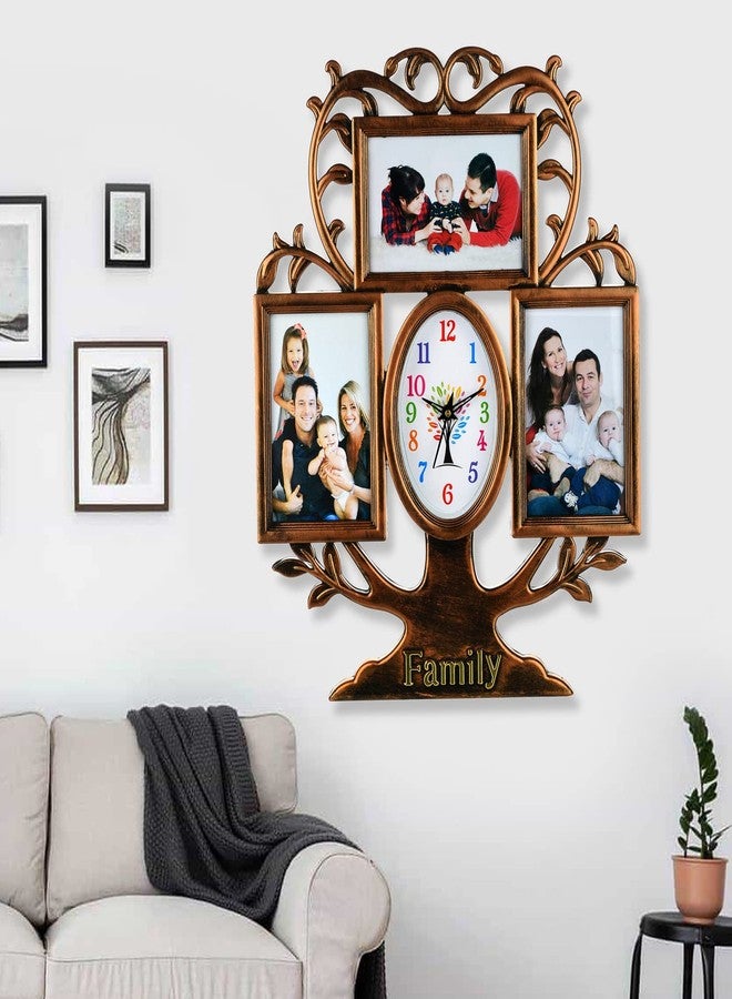 Harbour Analog Latest Stylish New Models Wall Clock with Photo Frames for Home Living Room Hall Bedroom (Size Height 44 CM X Width 34 CM)- Home Decor Big Size Wall Clock WL 715 LBH 3 - Image 1