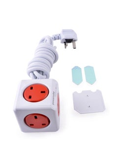 Allocacoc PowerCube Extended 5 Sockets 15m Cable Red  - Image 1