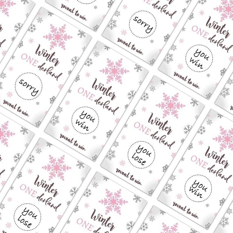 REWIDPARTY 50 Blank Pink Snowflake Scratch Off Game Cards Wedding Bridal Shower Scratch Off Gift Cards Festival Raffle Tickets Customer Appreciation Cards Winter Party Supplies for Small Business - Image 3