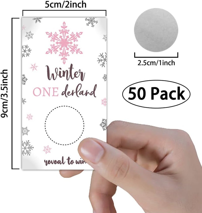 REWIDPARTY 50 Blank Pink Snowflake Scratch Off Game Cards Wedding Bridal Shower Scratch Off Gift Cards Festival Raffle Tickets Customer Appreciation Cards Winter Party Supplies for Small Business - Image 2