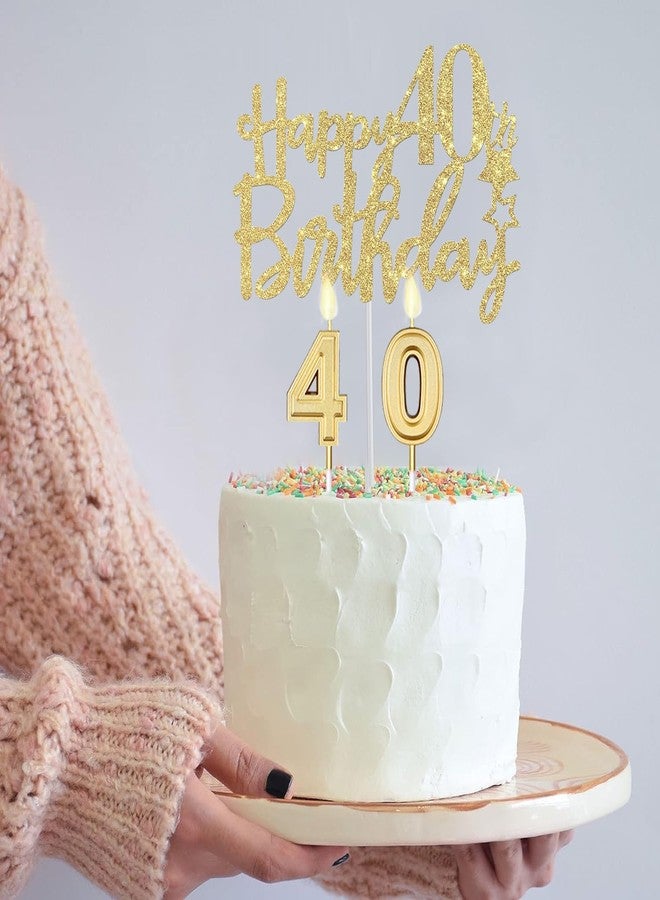 YeohJoy 40th Birthday Decorations for Women - Sash, Tiara, Cake Topper, Candles, Big Balloons, and Gifts (Gold) - Image 3
