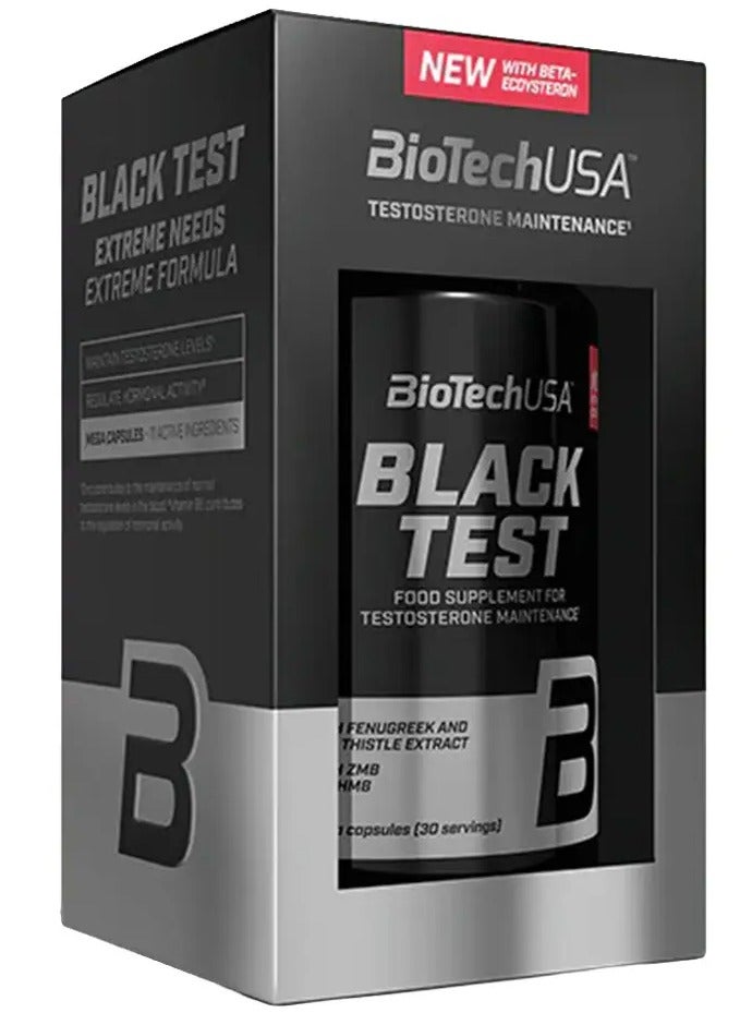 BioTechUSA Black Test Men's Food Supplement 90 Capsules, Stimulant-Free Formula with 11 Active Ingredients, ZMB Complex, L-Arginine, Beta-Alanine, HMB, Fenugreek, Vitamins and Minerals - Image 1