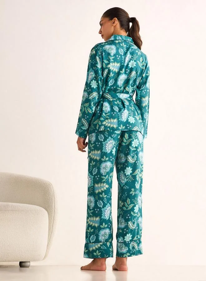 Splash FAV Pyjama Set Belted Shirt & Trousers Viscose