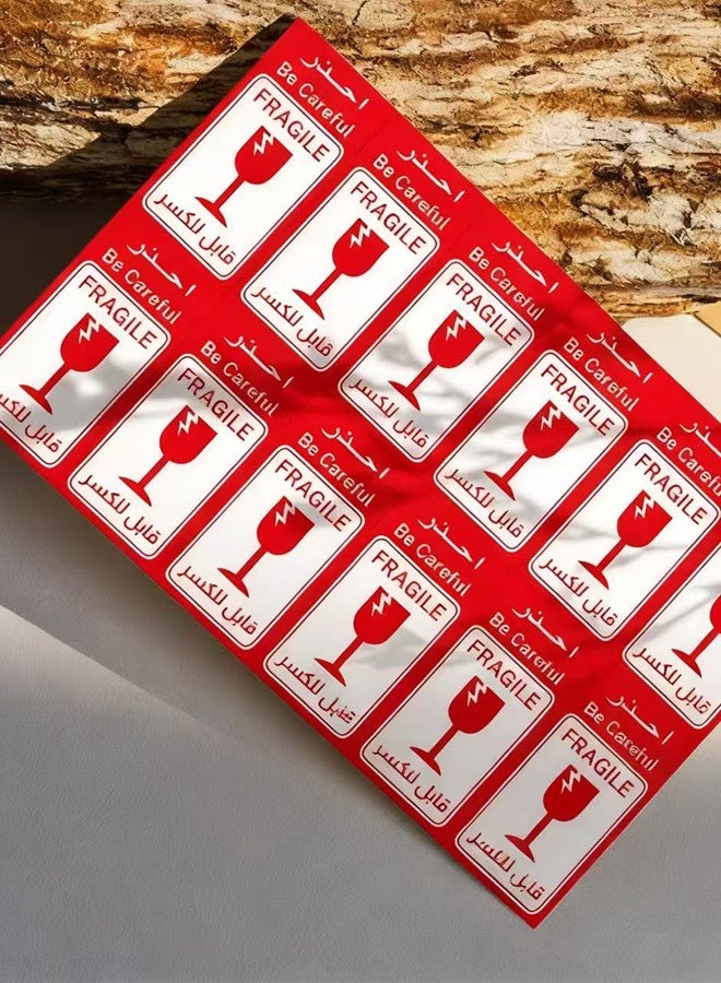 BF HOME 120 9x5 cm Fragile Warning Labels for Safe Shipping Packaging, Rectangular Self-Adhesive Shipping Labels - Bilingual English and Arabic - Image 3