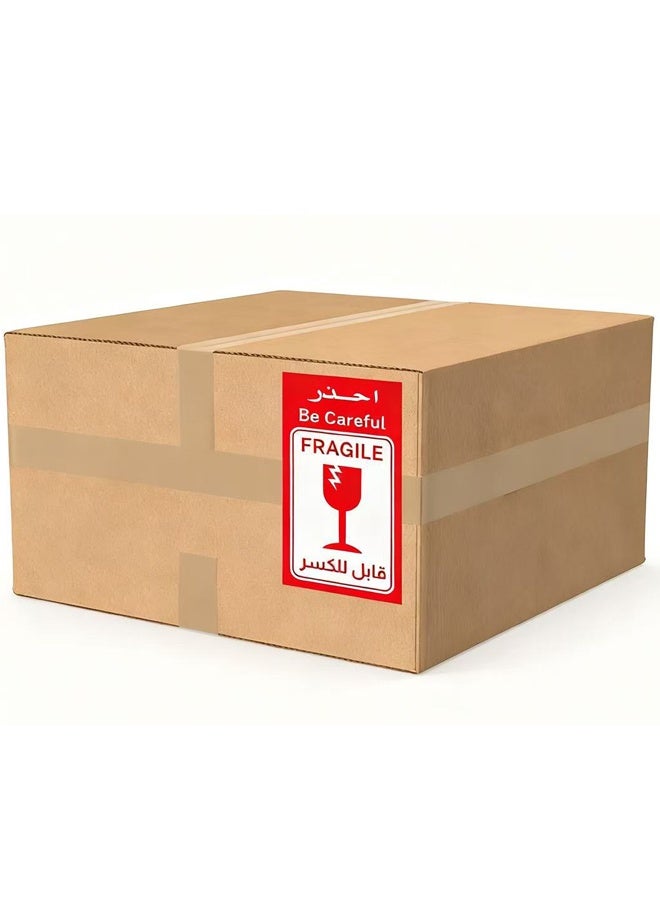 BF HOME 120 9x5 cm Fragile Warning Labels for Safe Shipping Packaging, Rectangular Self-Adhesive Shipping Labels - Bilingual English and Arabic - Image 2