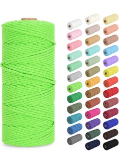 SHOPEE SHOPEE Parrot Green Macrame Cord 3mm x 130 Meter,Colored Cotton Rope Craft Cord Colorful Cotton Cord Twine for Wall Hanging Plant Hangers Crafts Knitting Decorative Projects 