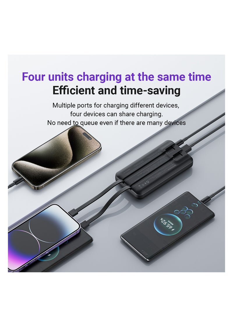 zime - zime B225 Power Bank, 20,000mAh 22.5W Max Fast Portable Charger with Built-in USB-C and Connector Cables, 1 USB-C, 1 USB-A, Battery Pack for iPhone 16/15/14/13 Series, Galaxy, and more - Image 1