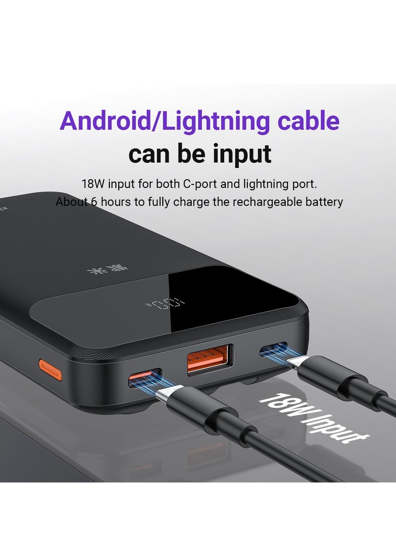 zime - zime B225 Power Bank, 20,000mAh 22.5W Max Fast Portable Charger with Built-in USB-C and Connector Cables, 1 USB-C, 1 USB-A, Battery Pack for iPhone 16/15/14/13 Series, Galaxy, and more - Image 1
