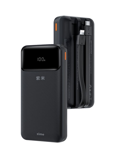zime B225 Power Bank, 20,000mAh 22.5W Max Fast Portable Charger with Built-in USB-C and Connector Cables, 1 USB-C, 1 USB-A, Battery Pack for iPhone 16/15/14/13 Series, Galaxy, and more