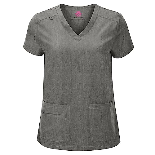 Natural Uniforms طقم قميص V-رقبة و بنطال كارجو للنساء من ناتشورال يونيفورمز (رمادي فاتح، صغير جداً) - Image 2