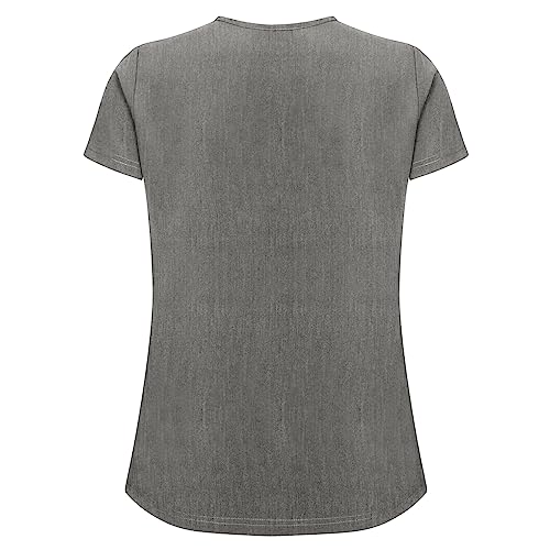 Natural Uniforms طقم قميص V-رقبة و بنطال كارجو للنساء من ناتشورال يونيفورمز (رمادي فاتح، صغير جداً) - Image 3