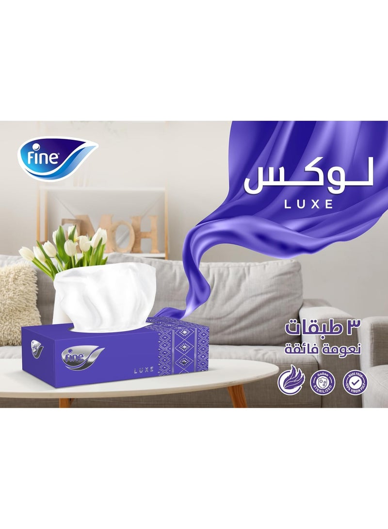 فاين لوكس مناديل فاخرة 3 طبقات بيضاء معقمة فائقة النعومة، 50 منديل* 10 عبوات* 3ربطات - Image 3