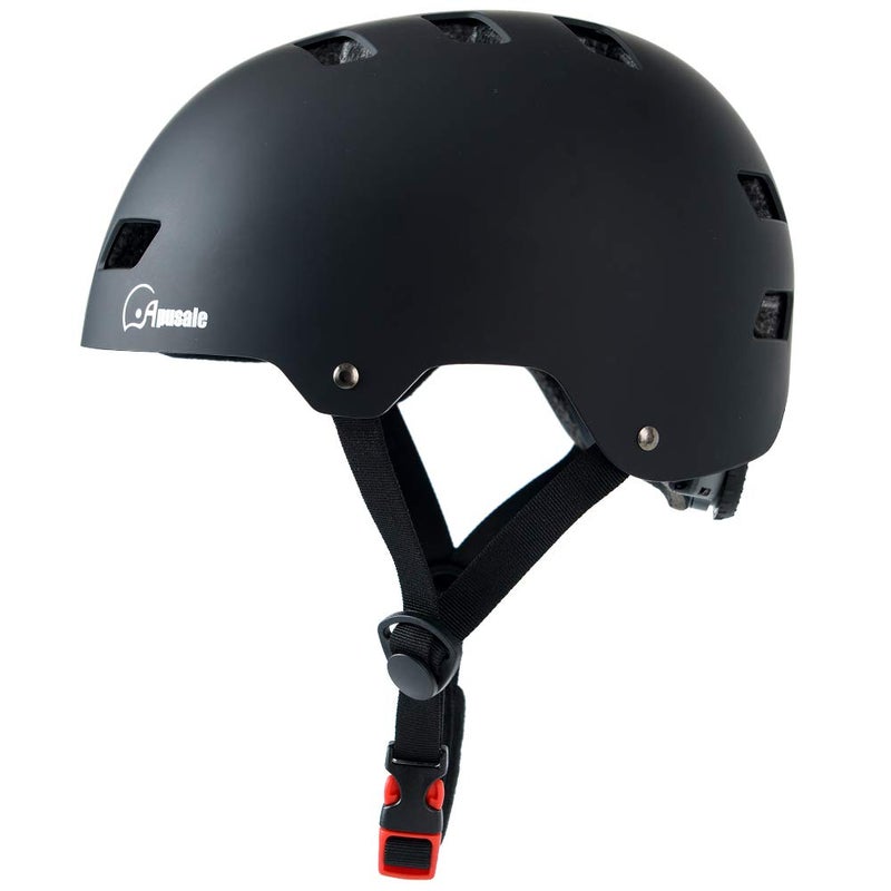 Apusale Bike Skateboard Helmet, Adjustable and Multi-Sport for Skate Scooter, 3 Sizes for Adult Youth Kids Toddler (Black) - Image 2