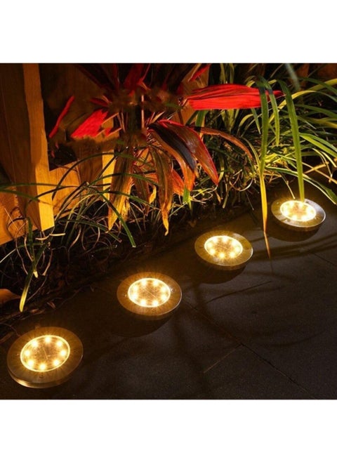 Solar Solar Powered 8 Led Pile Grass Ground Garden Lighting 3 W Daylight Yellow LED ( Set of 4 )