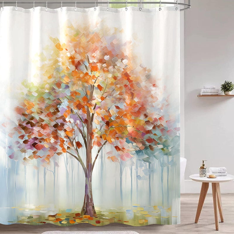 Fowocu Colorful Tree Shower Curtain Abstract Aesthetic Oil Painting Shower Curtains for Bathroom Decorative Cute Nature Art Waterproof Fabric Bath Curtain Decor (72''?72''  Multicolor) - Image 4