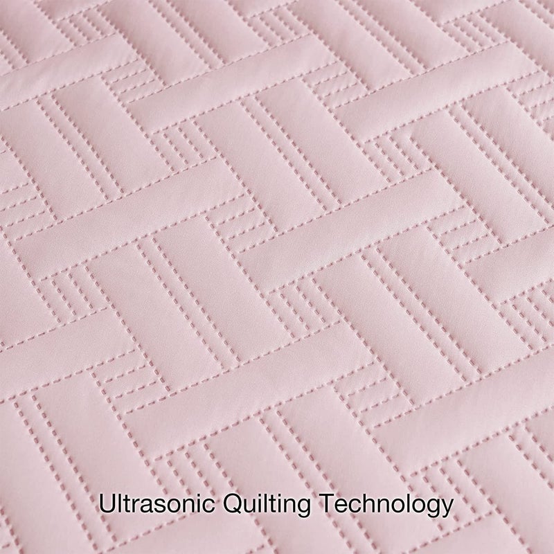 BSB مجموعة لحاف BSB HOME المطرز لجميع الأجواء 3 قطع مع أغطية الوسائد - غطاء سرير خفيف الوزن / لحاف / بطانية - مزدوج، 150 جرام لكل متر مربع | وردي، قطن، عبوة من 3 - Image 5