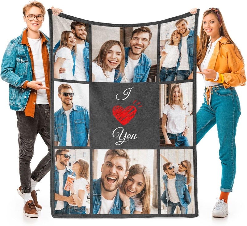 inkArts هدايا أحبك للأزواج، بطانية مخصصة لصديقة، بطانية مخصصة بالصور، صور البطانيات، صورة باستخدام عيد الميلاد المخصص الخاص بي - Image 1