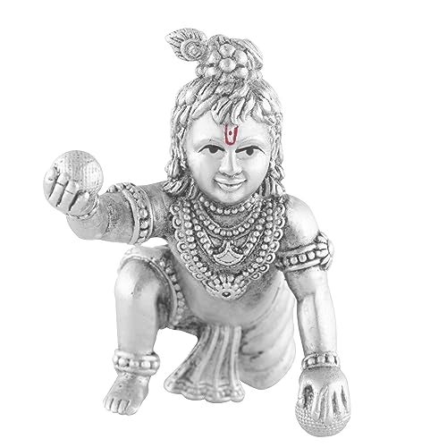 PRD CARATCAFE Silver Bal Gopal Krishna Idol in 925 Pure Silver for Janamashtmi Pooja at Home Temple (Mandir) Office | 33-37 Gm | 1.8 x 1.5 Inches - Image 1