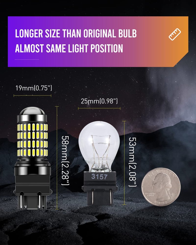 LUYED 3157 LED Bulb for Reverse Lights 3400 Lumens Extremely Bright 3056 3156 3057 3157 LED Bulbs with Projector for Tail Brake Signal Lights,Xenon White,Pack of 2 (Brightest LED in market) - Image 5