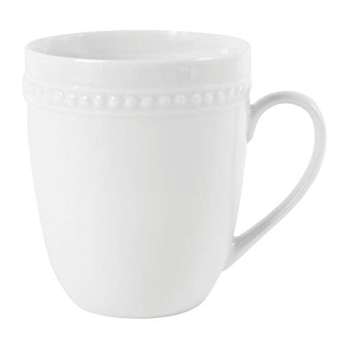 Everyday White Beaded Set of 4 Mugs, 14 ounce - Image 2