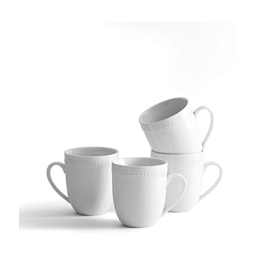 Everyday White Beaded Set of 4 Mugs, 14 ounce - Image 1