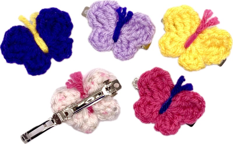 Crocheted Butterfly Barrettes, 5-Pack - Image 1