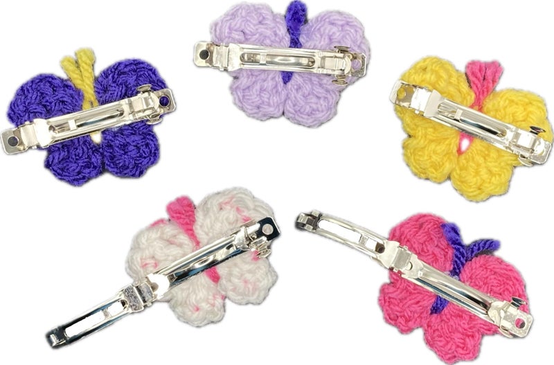 Crocheted Butterfly Barrettes, 5-Pack - Image 2