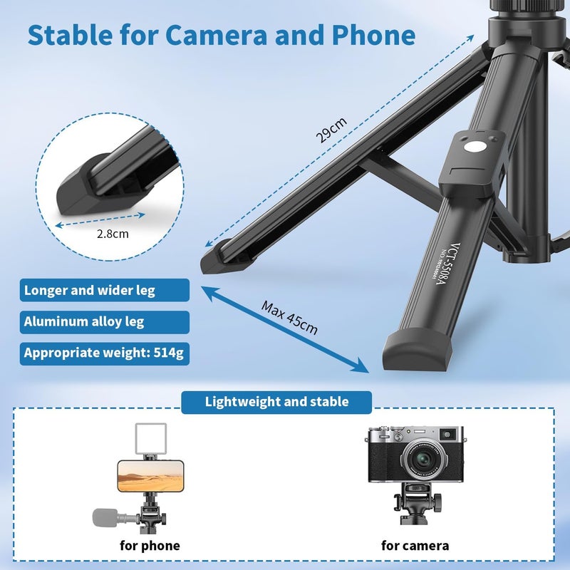 TONEOF 170cm Phone Camera Tripod Stand with Remote & Phone Holder, Monopod Tripod for Travel/Video Recording,Tall Smartphone Tripod Compatible with iPhone/Android/Webcamera - Image 5