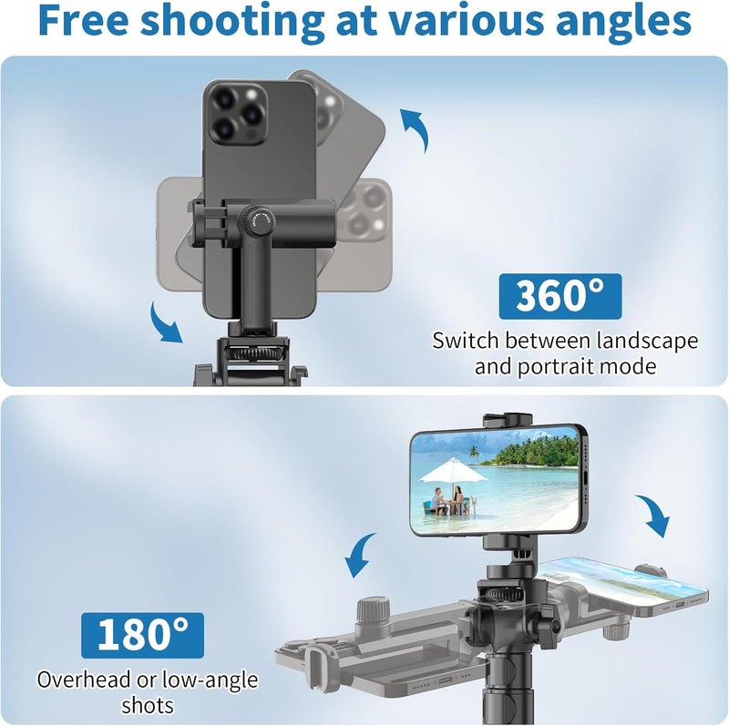 TONEOF 170cm Phone Camera Tripod Stand with Remote & Phone Holder, Monopod Tripod for Travel/Video Recording,Tall Smartphone Tripod Compatible with iPhone/Android/Webcamera - Image 3